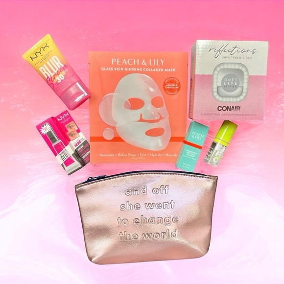 7 Piece Teen Skincare, Selfie Light, and Cosmetic Bag - Picture 1 of 8